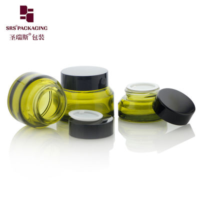 Αγορά 15ml 30ml 50ml Άδειο Συσκευή Φροντίδας Δέρματος Πίνακα Πράσινο Χρώμα Μοναδικό Σχεδιασμό Κοσμητικό Γυάλινο Βάζο 50g online manufacture