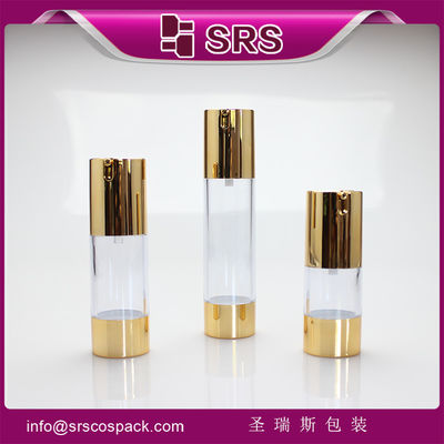 Αγορά SRS 2015 νέα προϊόντα στην Κίνα κενό 15ml 30ml 50ml χρυσό κύλινδρο αέρος αντλία μπουκάλι online manufacture
