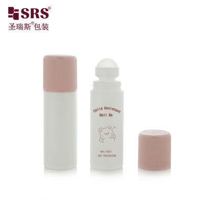 Αγορά RPPD1-90ML Round White Bottle With Colored Ribbed CRC Cap Double Wall High End Roll On Bottle online manufacture