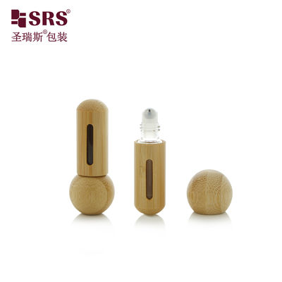 Αγορά BG-5ML Cute Mini Portable Round Bottom And Round Cap Bamboo Roller Steel Ball Bottle για αιθέρια έλαια αρώματος online manufacture