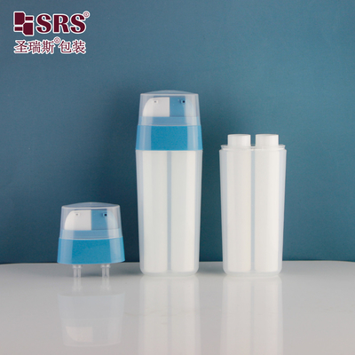 30 ml Διπλό σωλήνα PP PCR Ανακυκλωμένη λοσιόν Σόρος Τζελ Προστασίας του δέρματος Ανεμοφόρα καλλυντική φιάλη 20 ml
