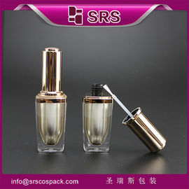 SRS χονδρική πολυτέλεια κενό τετράγωνο 8ml πλαστικό μπουκάλι λακ νυχιών με χρυσό καπάκι βούρτσας