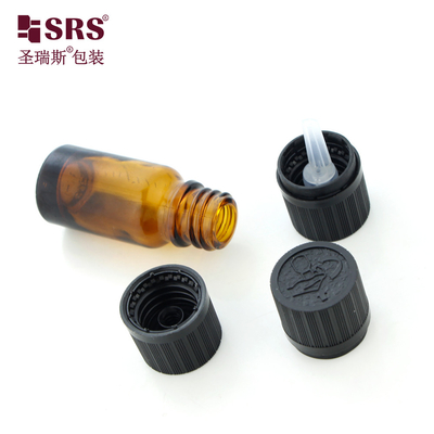 Κενά μπουκάλια γυαλιού καλλυντικών με CRC Child Resistant Cap Amber 10 ml μπουκάλι αιθέριας λάδου