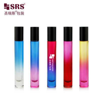 10 ml Στρογγυλό σχήμα Σπουδαίο κάτω μέρος Luxury Empty Custom Gradient Colour Glass Oil Bottle Roll On