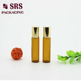 5 ml πολυτελής κίτρινης γυάλινης κυλίνδριας σφαιρίδας μπουκάλι με μεταλλική σφαίρα για αιθέρια έλαια