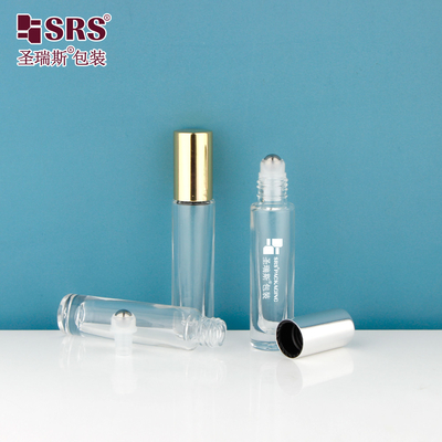 GB1-5ML Διαφανές Μίνι Μεγέθος Ταξιδιού Πλούσιο Κάτω Luxury Essential Oil Glass Roll On Bottle Container