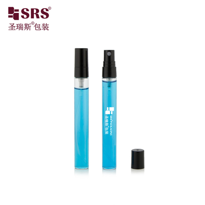 BLPP-10ML 14mm DIA Fine Mist Pocket Size Διαφανές γυάλινο μπουκάλι σωλήνα με μαύρη πλαστική αντλία ψεκασμού για άρωμα