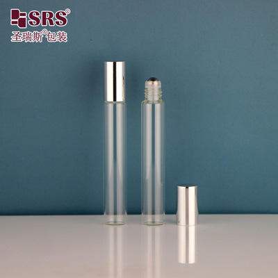 15 mm διάμετρος σωλήνα σωλήνα γυαλί 10 ml από ανοξείδωτο χάλυβα κυλίνδρους κυλίνδρους σε μπουκάλι με γυαλιστερό μεταλλικό αλουμινένιο καπάκι για αιθέρια έλαια κενό αρώματα συσκευασία