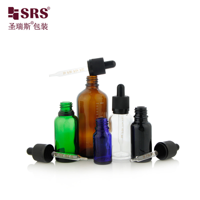 D006 15ml 30ml 50ml Πράσινο Διαφανές Διαφανές γυάλινο μπουκάλι σταγονιδιακής συσκευής για ορό προσώπου