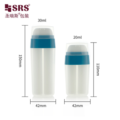 PA214 20ml 30ml Οβάλ σχήμα διπλός σωλήνας πλαστικό PP PCR αέριο λοσιόν αντλία μπουκάλι μοναδικό σχεδιασμό ανθεκτικό υλικό
