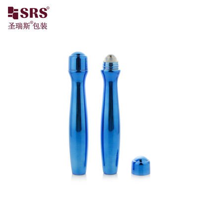 SRS8447-15ML Μεταλλωμένο Λάμπελο Μπλε Χρώμα Πλαστικό PETG Ρολ Στο Μπουκάλι Με Εφαρμοστή Μασάζ Χάλυβα