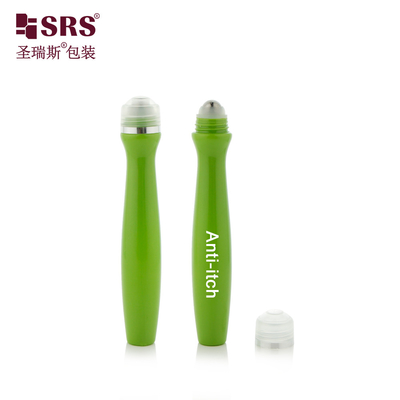 SRS8447-15ML Λάμψη πράσινο χρώμα πλαστικό κυλίνδριο σε μπουκάλι για καλλυντικά οπτικό ορό μασάζ