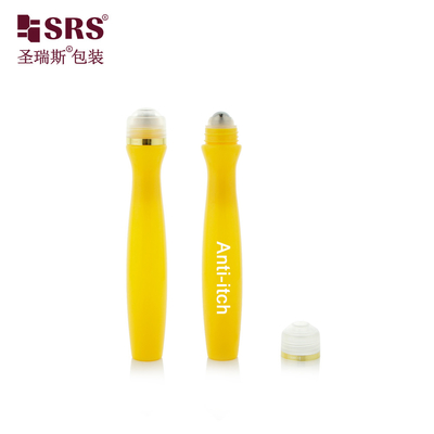 SRS8447-15ML Ενέσιμη Φουσκωτή Κίτρινη Λάμπελη PETG πλαστική κυλίνδρια σε ατσάλινη κυλίνδρια μπουκάλι μπάλα Anti-Itch υγρό εφαρμοστή