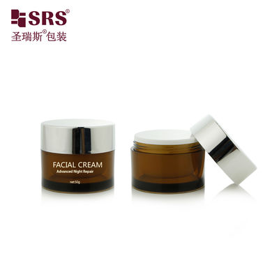 J0210B 30g 50g Στρογγυλό πλαστικό διπλό τοίχωμα Διαυγές ζωγραφισμένο χρώμα Custom Jar δοχείο για κρέμα προσώπου