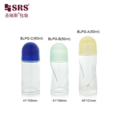 BLPG 50 ml 60 ml μοναδικό σχήμα κενό γυάλινο ρολό στο μπουκάλι για αποσμητικό σώματος