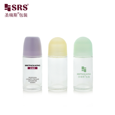 BLPG-C 60ml Wholesale Beauty Clear Glass Roll On Deodotant Φιαλίδιο συσκευασίας με πλαστικό καπάκι