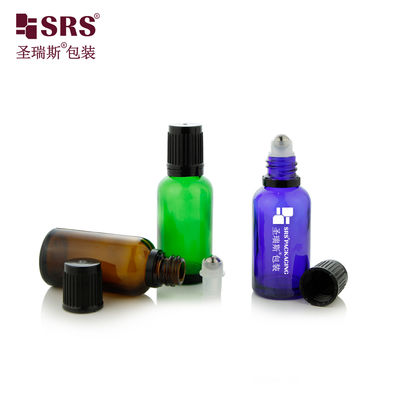 BLPF 5ml 10ml 15ml 20ml 30ml 50ml 100ml Στρογγυλό Κεχριμπαρένιο Πράσινο Γυάλινο Μπουκάλι Με Ρολό από Ατσάλι για Αιθέριο Έλαιο