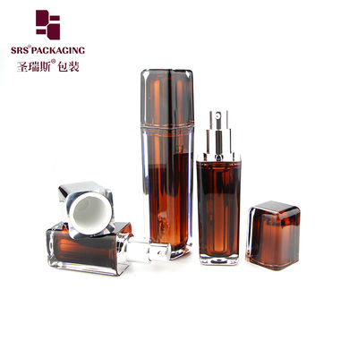 L054 Shengruisi 30ml 50ml πολυτελές τετράγωνο μεταλλικό πλαστικό μπουκάλι αντλίας λοσιόν για καλλυντικά