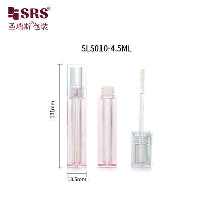 SLS010-4.5ML Square Clear Matte Frosted Makeup Lip Gloss Bottle With Brush Customization Packaging
