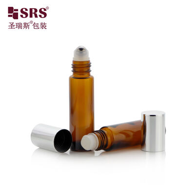10ml Γυάλινο Μπουκάλι Roll On Κεχριμπαρένιο / Διάφανο Γυάλινο Μπουκάλι Roll On Σχεδιασμένο με Στεγανή Ατσάλινη Μπίλια για Αιθέρια Έλαια και Άρωμα