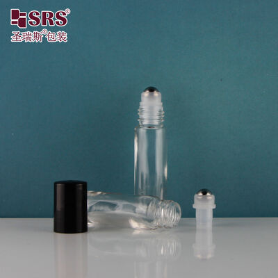 SRS Γυάλινο Μπουκαλάκι Roll On 8ml Στεγανό Διάφανο Γυάλινο Μπουκάλι Roll On με Ατσάλινη Μπίλια για Άρωμα, Αιθέριο Έλαιο, Ευωδία