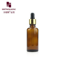 30 ml 50 ml κίτρινο στρογγυλό γυάλινο μπουκάλι καλλυντικών ουσιών με σταγονόμετρο